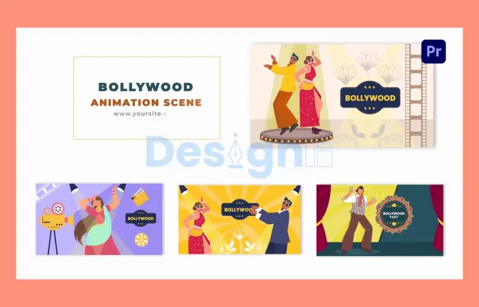 Classic Bollywood Flat Vector Graphic Art Animation Scene